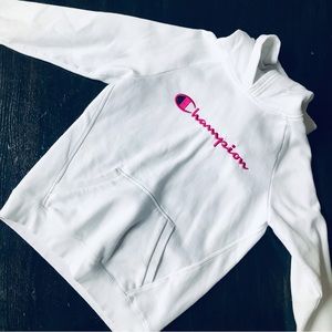 Champion White Hooded Sweatshirt Girls size XL